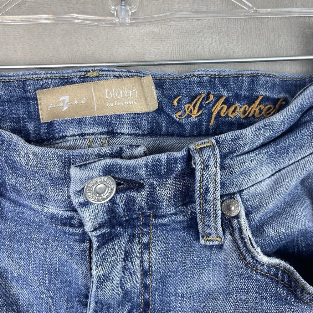 7 for All Mankind B (Air) A Pocket Size 26 Denim Jeans Flared Y2K Embroidered - Picture 4 of 15